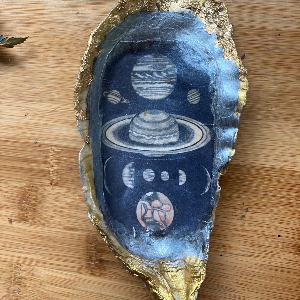 Space themed Oyster shell trinket dish